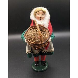 1996 Byers Choice The Carolers Young Girl with Basket Red Fur Hood 9"